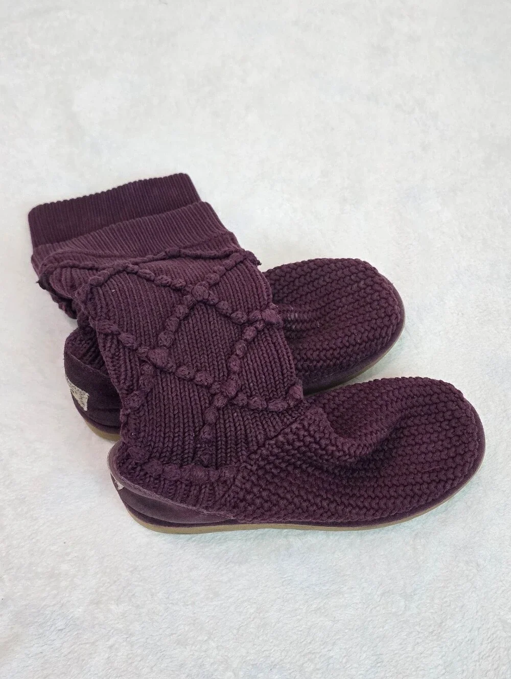 Women's Ugg Boots Australia Argyle Maroon Knit Sweater Pull On Tall Boot Size 8